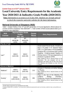 Local University Entry Requirements for the Academic Year 2020/2021 & Indicative Grade Profile (2020/2021)