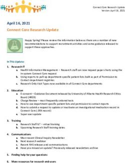 April 16, 2021 Connect Care Research Update