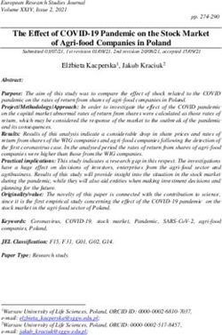 The Effect of COVID-19 Pandemic on the Stock Market of Agri-food Companies in Poland