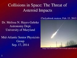 Collisions in Space: The Threat of Asteroid Impacts - Dr. Melissa N. Hayes-Gehrke Astronomy Dept. University of Maryland Mid-Atlantic Senior ...