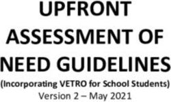 UPFRONT ASSESSMENT OF NEED GUIDELINES - Version 2 - May 2021 (Incorporating VETRO for School Students) - Training ...