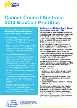 Cancer Council Australia 2013 Election Priorities