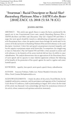 Swartman': Racial Descriptor or Racial Slur? Rustenburg Platinum Mine v SAEWA obo Bester - 2018 ZACC 13; 2018 (5) SA 78 (CC)