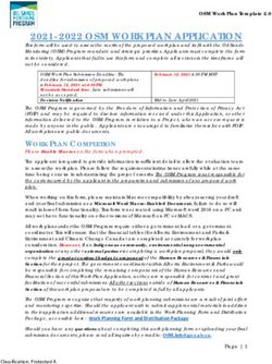 2021-2022 OSM WORK PLAN APPLICATION