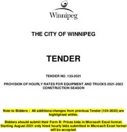 TENDER THE CITY OF WINNIPEG