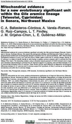 Mitochondrial evidence for a new evolutionary significant unit within the Gila eremica lineage (Teleostei, Cyprinidae) in Sonora, Northwest Mexico