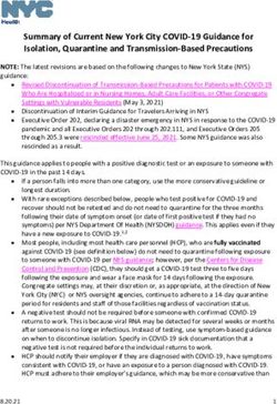 Summary of Current New York City COVID-19 Guidance for Isolation, Quarantine and Transmission-Based Precautions - NYC.gov