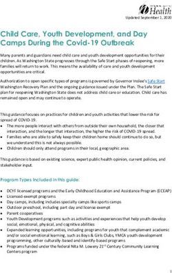 Child Care, Youth Development, and Day Camps During the Covid-19 Outbreak