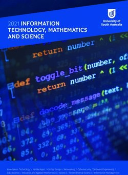 2021 INFORMATION TECHNOLOGY, MATHEMATICS AND SCIENCE - University of South Australia