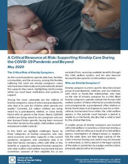 A Critical Resource at Risk: Supporting Kinship Care During the COVID-19 Pandemic and Beyond