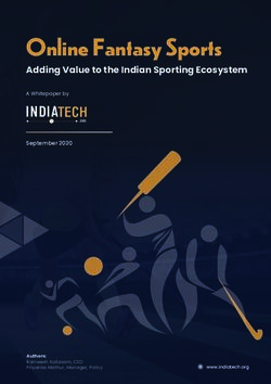 Online Fantasy Sports - INDIA Adding Value to the Indian Sporting Ecosystem - India Tech