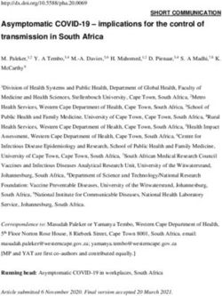 Asymptomatic COVID-19 - implications for the control of