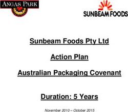 Sunbeam Foods Pty Ltd Action Plan Australian Packaging Covenant Duration: 5 Years
