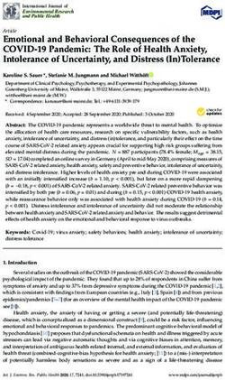 Emotional and Behavioral Consequences of the COVID-19 Pandemic: The Role of Health Anxiety, Intolerance of Uncertainty, and Distress (In)Tolerance ...