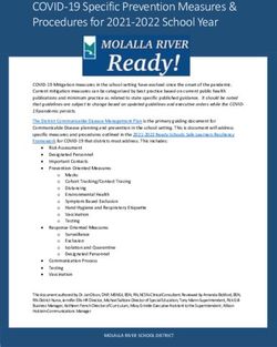 COVID-19 Specific Prevention Measures & Procedures for 2021-2022 School Year