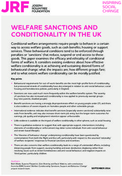 WELFARE SANCTIONS AND CONDITIONALITY IN THE UK