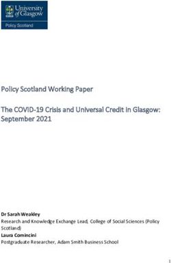 Policy Scotland Working Paper The COVID-19 Crisis and Universal Credit in Glasgow: September 2021