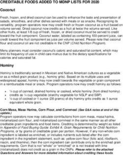 CREDITABLE FOODS ADDED TO MDNP LISTS FOR 2020
