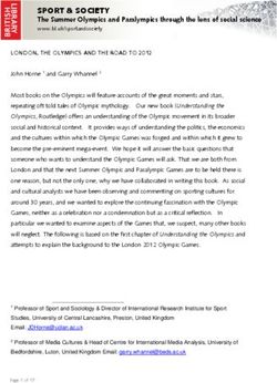 SPORT & SOCIETY The Summer Olympics and Paralympics through the lens of social science www.bl.uk/sportandsociety