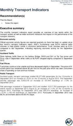 Monthly Transport Indicators - Recommendation(s) That the Board: Auckland Transport