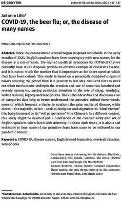 COVID-19, the beer flu; or, the disease of many names - De Gruyter
