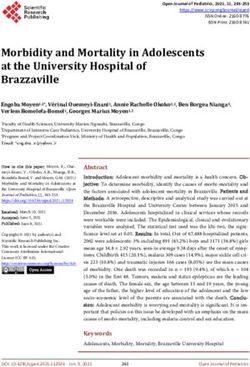Morbidity and Mortality in Adolescents at the University Hospital of Brazzaville