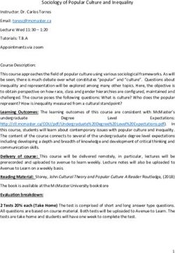 SOCIOLOGY OF POPULAR CULTURE AND INEQUALITY - MCMASTER UNIVERSITY