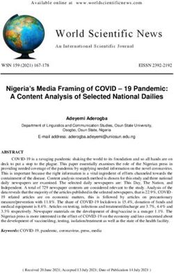 Nigeria's Media Framing of COVID - 19 Pandemic: A Content Analysis of Selected National Dailies - World ...