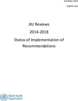 JIU Reviews 2014-2018 Status of Implementation of Recommendations - EVL/May 2019 English only