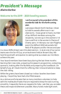 President's Message Alwine Barlow - Welcome to the 2019 - 2020 bowling season - Milford Bowling Club