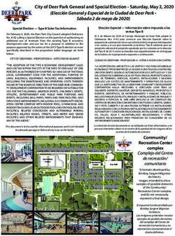City of Deer Park General and Special Election - Saturday, May 2, 2020