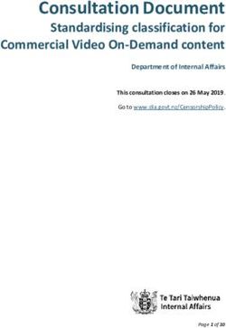 Consultation Document - Standardising classification for Commercial Video On-Demand content Department of Internal Affairs