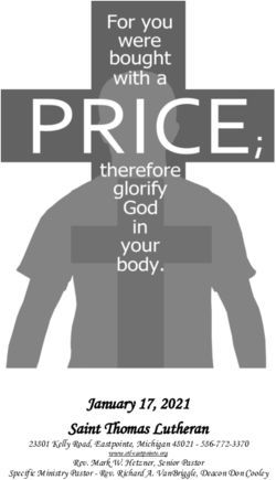 Saint Thomas Lutheran - January 17, 2021 23801 Kelly Road, Eastpointe, Michigan 48021 - 586-772-3370 Rev. Mark W. Hetzner, Senior Pastor Specific ...